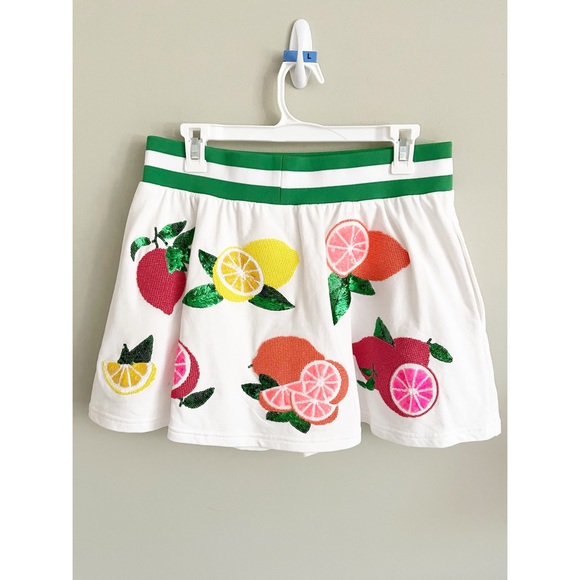 Queen of Sparkles fruit theme sequins mini skirt sz L - Picture 3 of 12